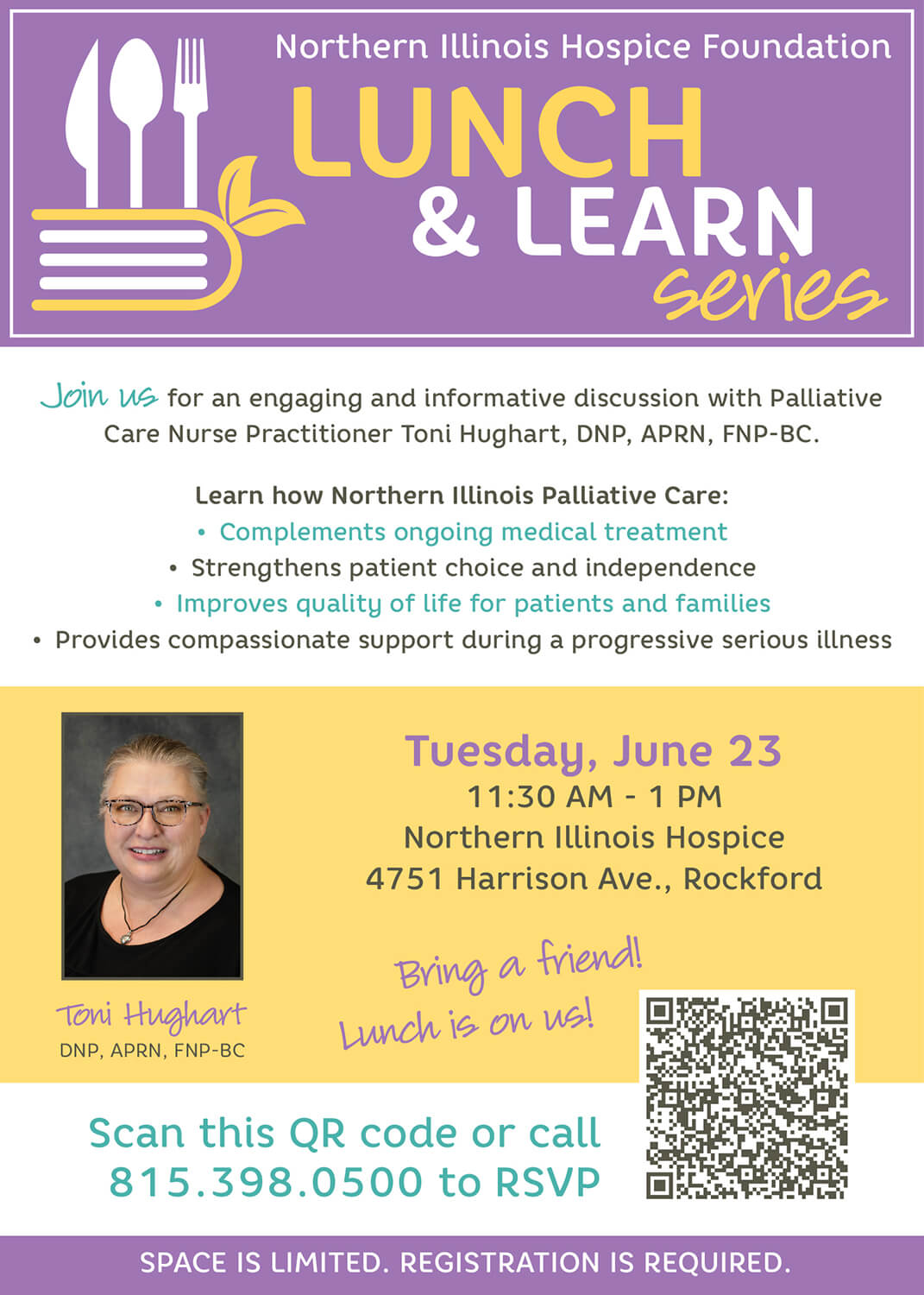 Flyer for June 23, 2026 Lunch and Learn series on Palliative Care